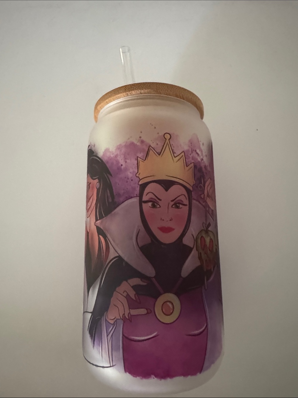 Handmade Frosted Glass Tumbler with Straw 
NWOT